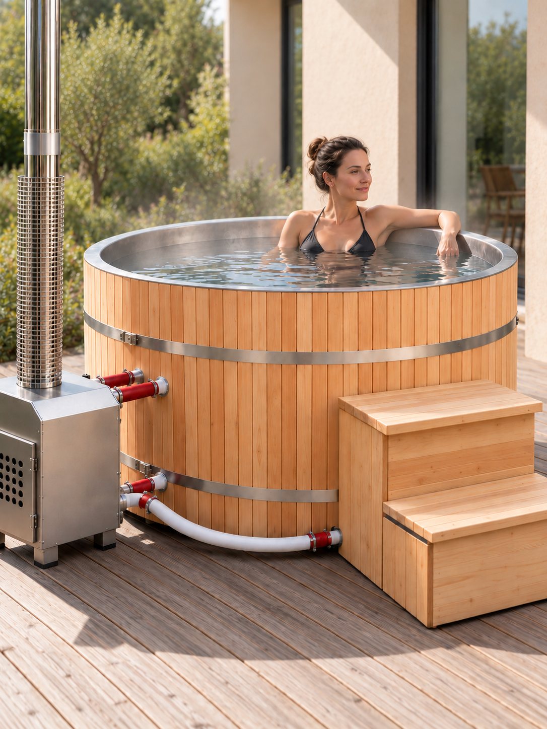 Bain nordique HAVREN au jardin, eau chaude et vapeur