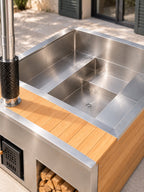 Intérieur de la cuve inox du bain carré Calanque