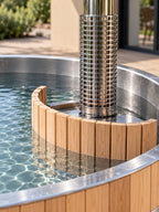 Cheminée inox et pare-chaleur du bain nordique Abri