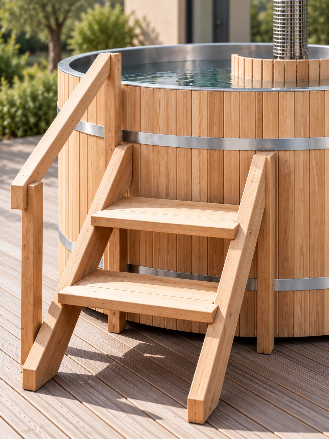 Détail de finition du bain nordique Abri