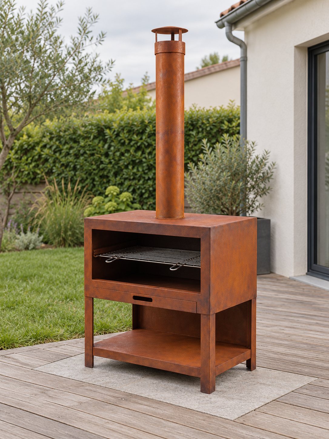 Barbecue cheminée Fanal dans un jardin