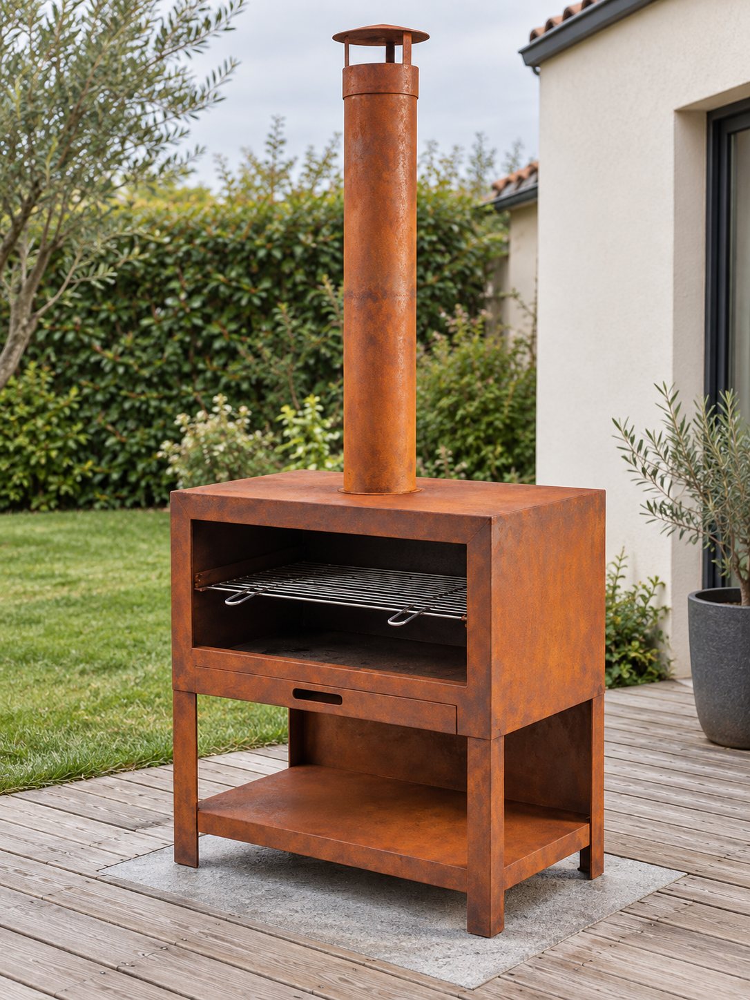 Grillades sur la grille du barbecue cheminée Fanal