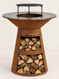 Brasero plancha Phare en acier corten, sur fond clair