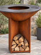 Patine de l'acier corten du brasero Sémaphore
