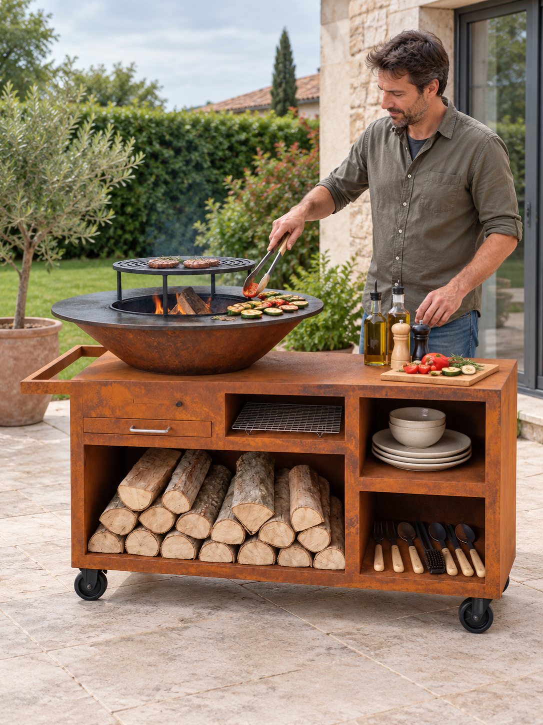 Cuisson sur la cuisine d'extérieur Capitainerie